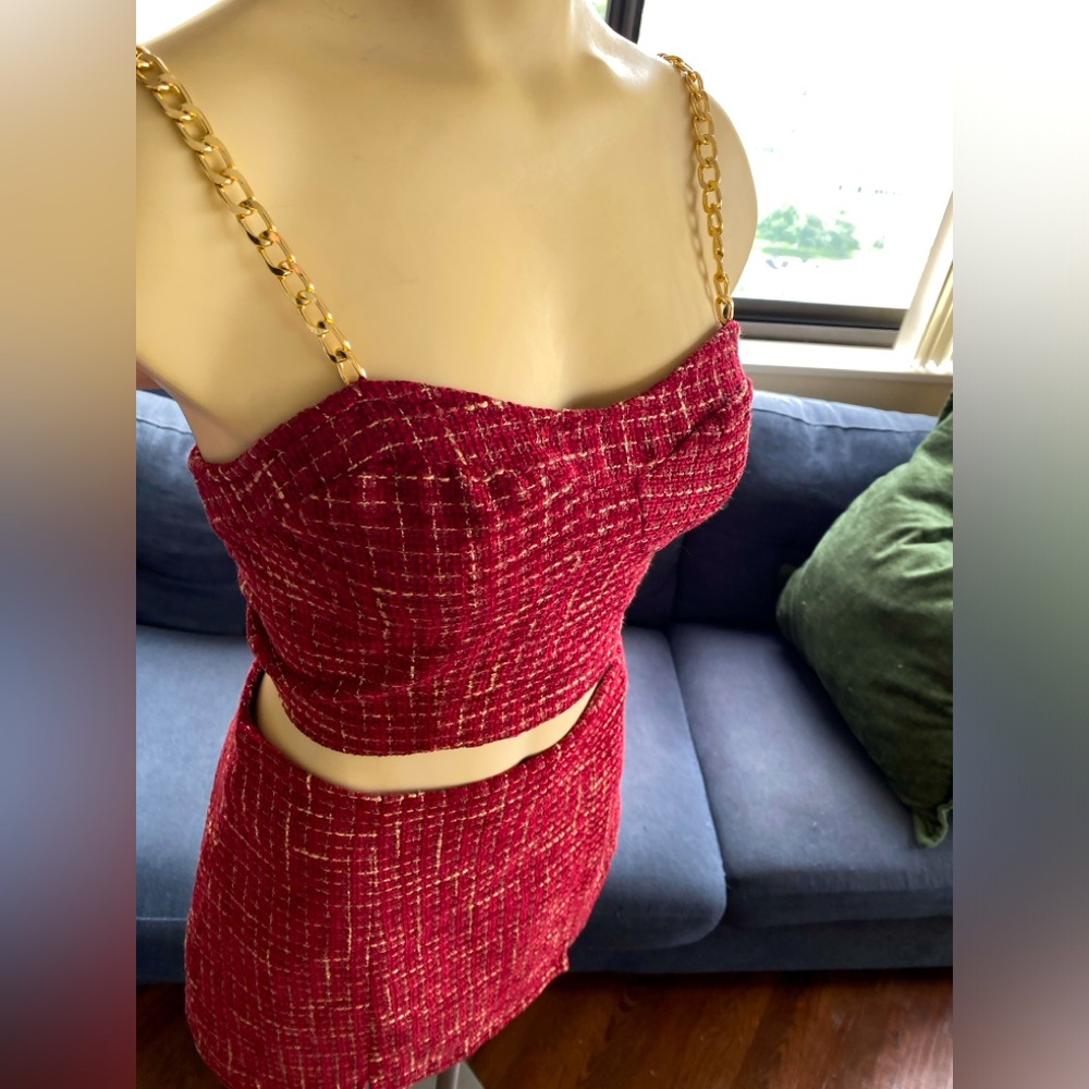 Two piece set crop top and mini skirt